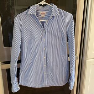 J. Crew Blue and White Stripe Button Down Cotton Long Sleeve Shirt XS